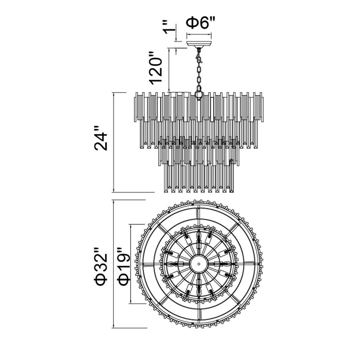 Deco 12 Light Down Chandelier