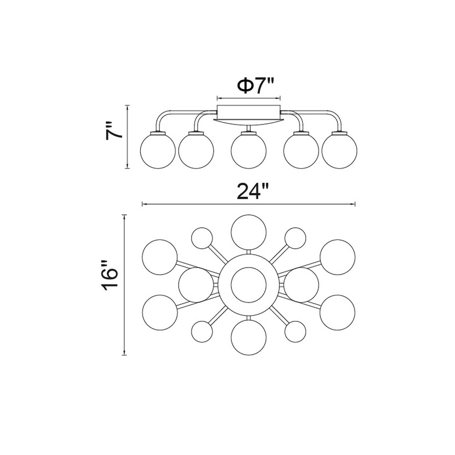 Plafonnier à 9 lampes Element
