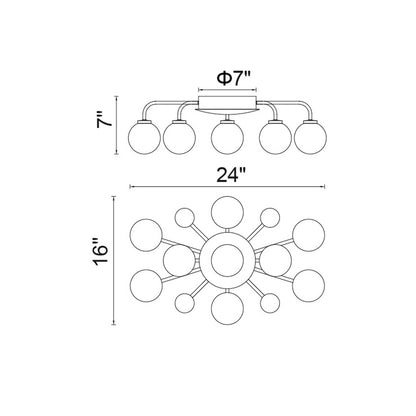 Plafonnier à 9 lampes Element