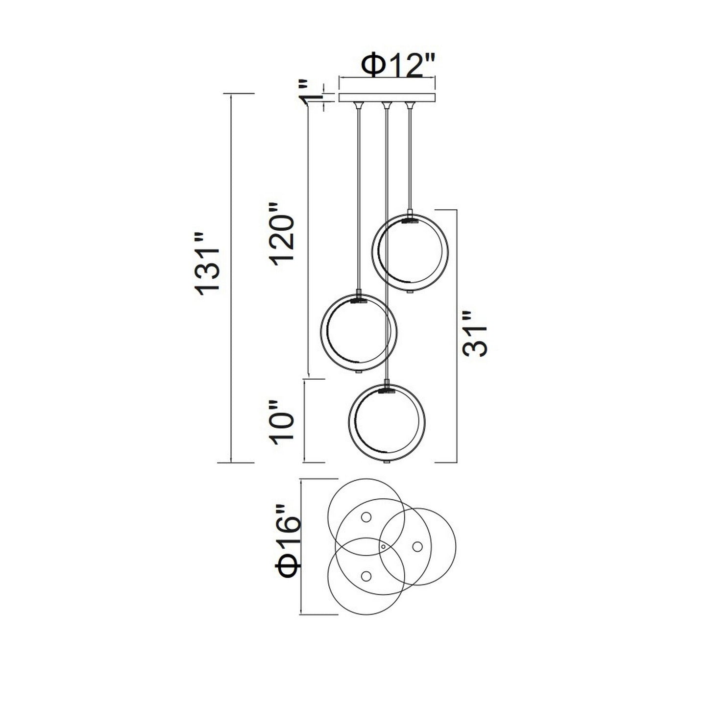 Da Vinci 3 Light Multi Light Pendant