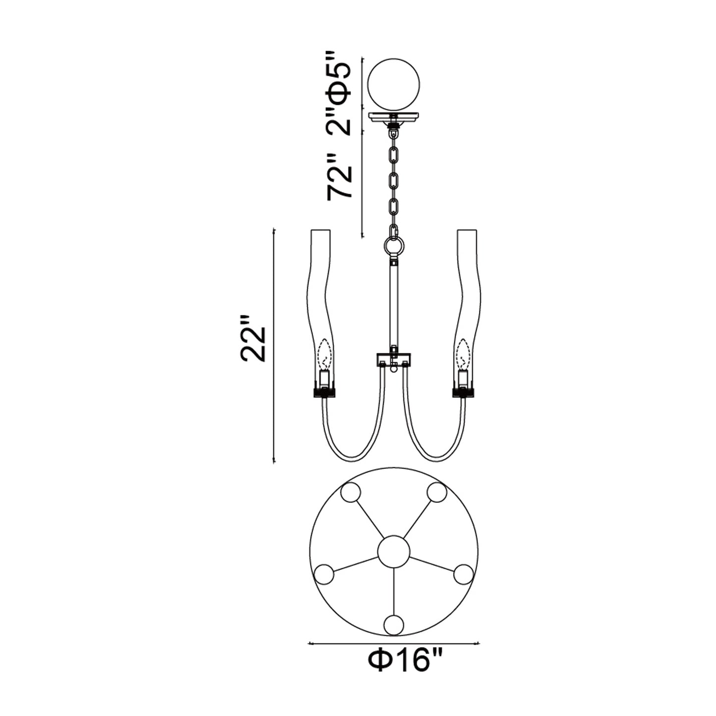 Meduse 5 Light Chandelier