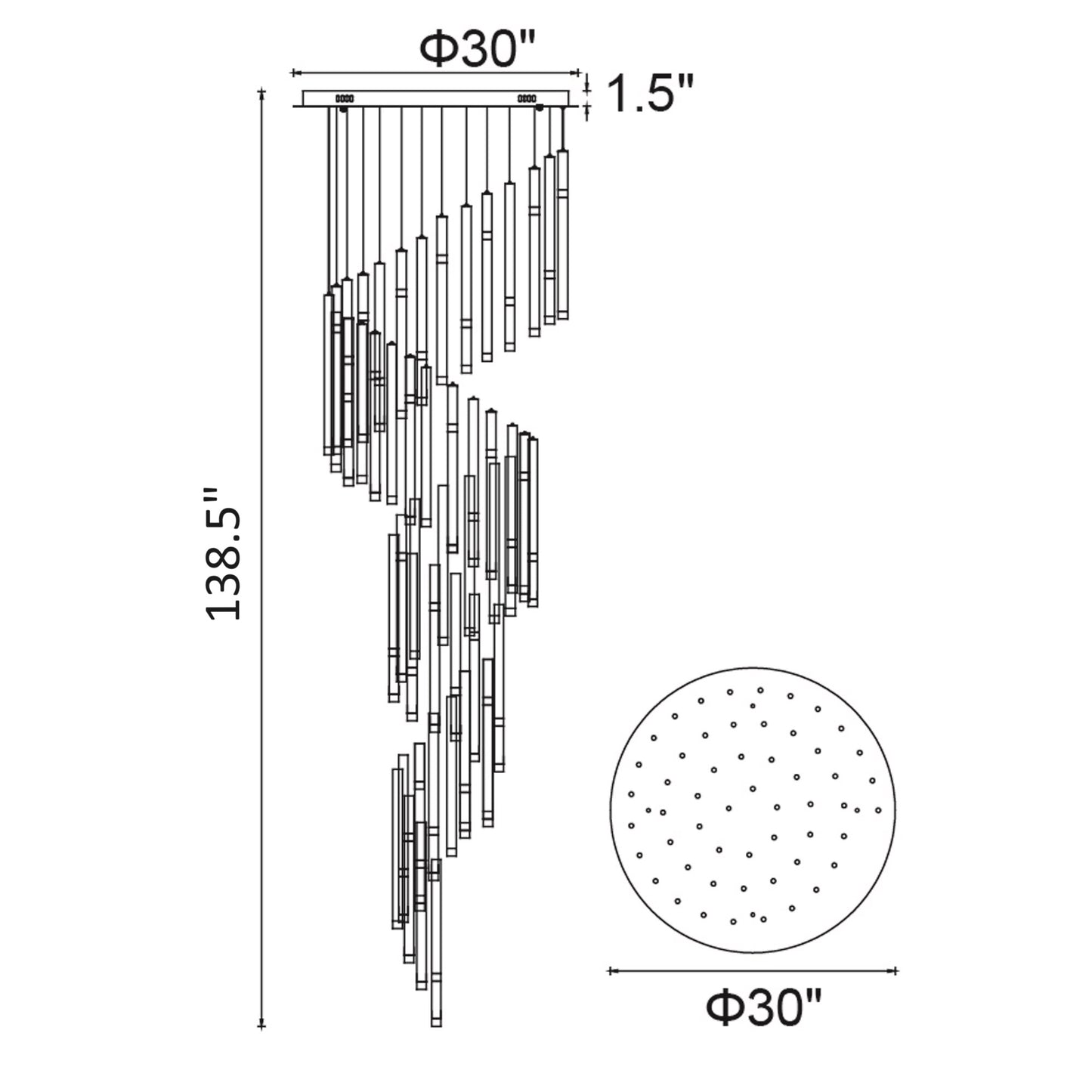 Flute 54 Light LED Chandelier
