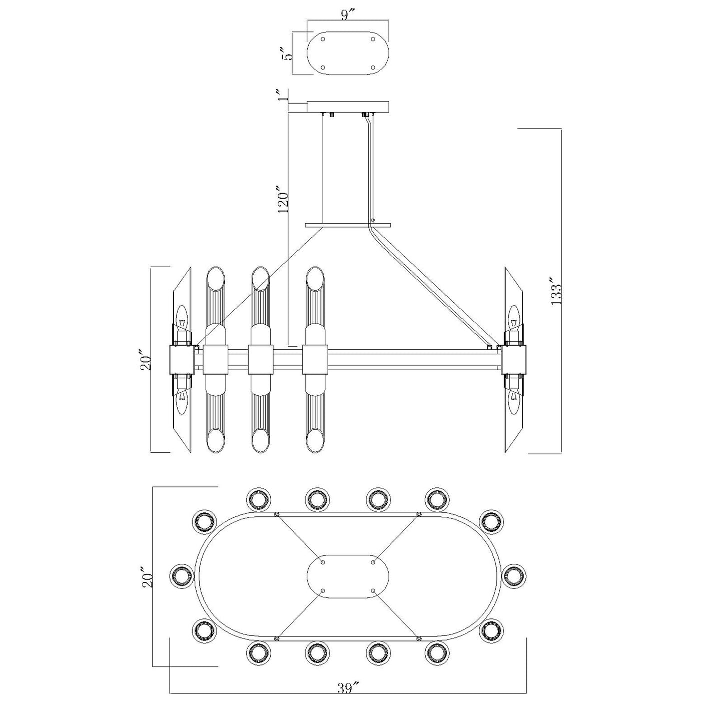 Croissant 28 Light Chandelier