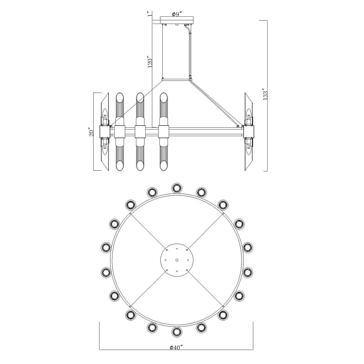 Croissant 36 Light Chandelier