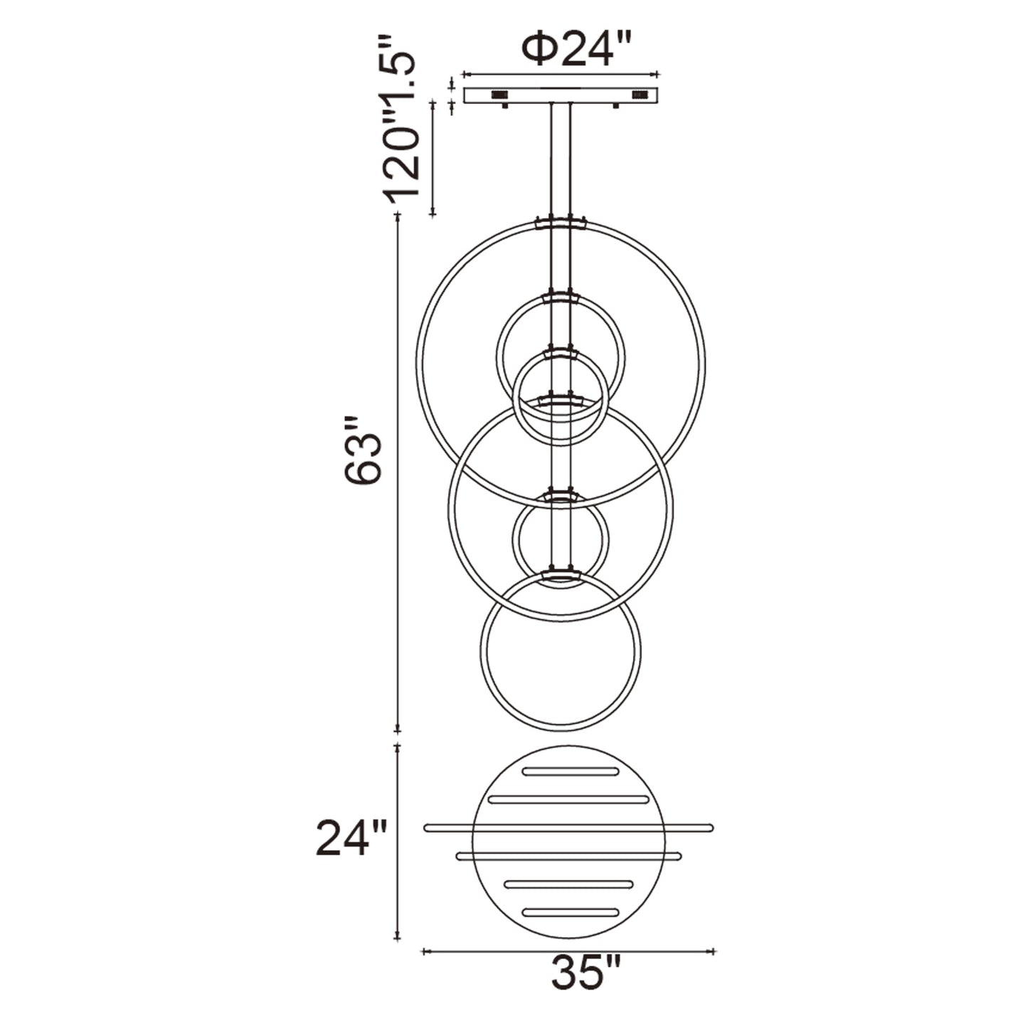 Hoops 6 Light LED Chandelier