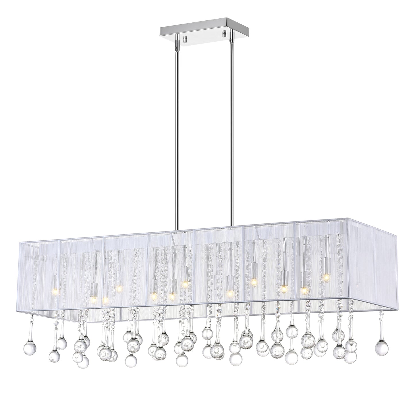 Water Drop 14 Light Drum Shade Chandelier