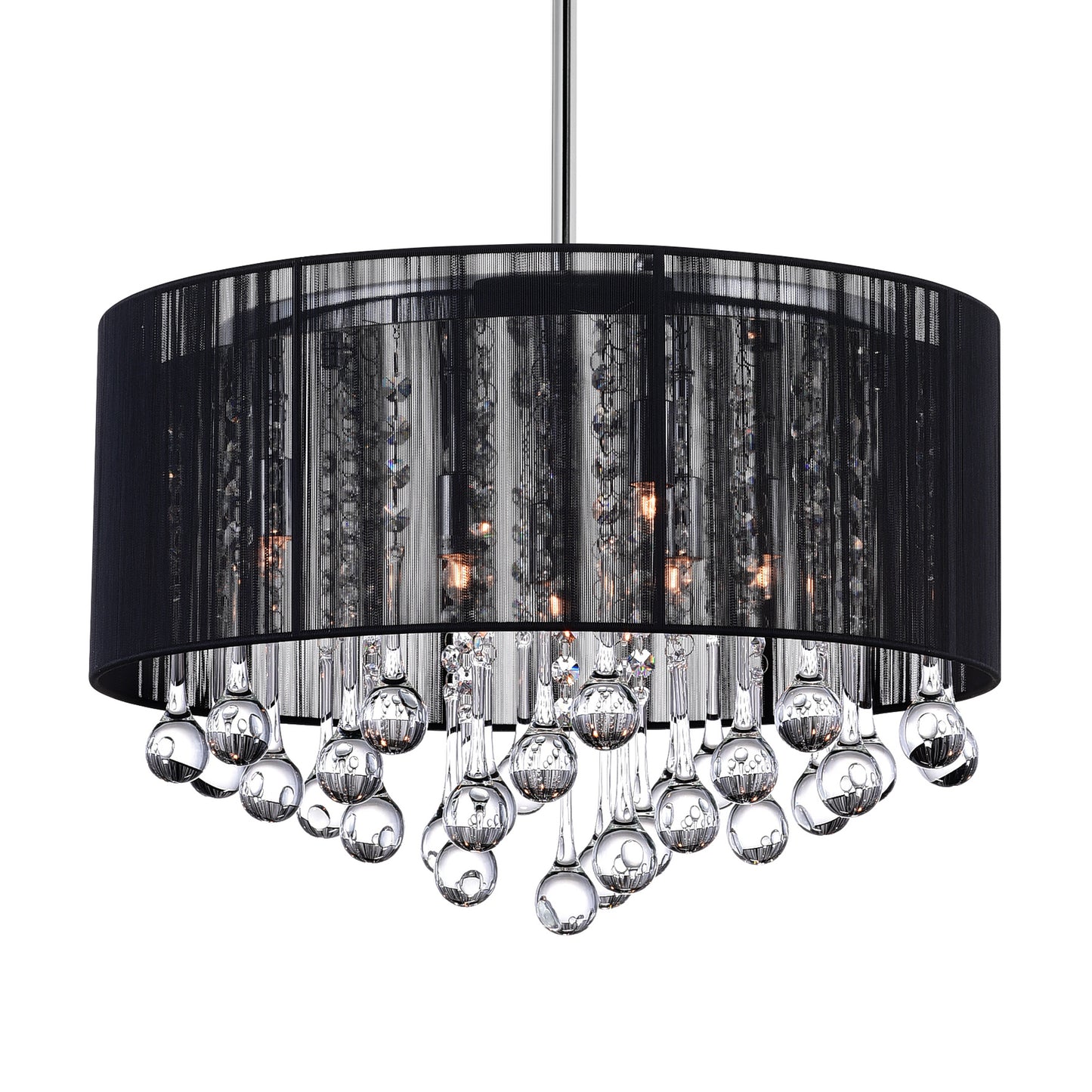 Water Drop 6 Light Drum Shade Chandelier