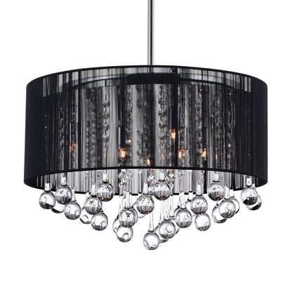 Water Drop 6 Light Drum Shade Chandelier