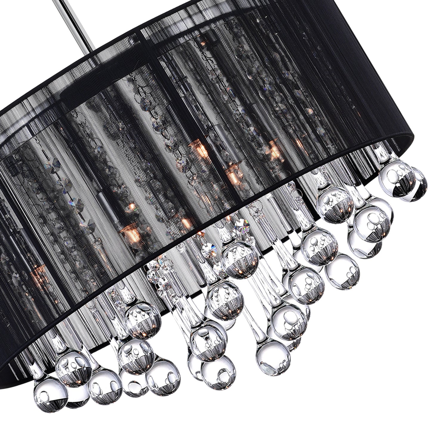 Water Drop 6 Light Drum Shade Chandelier