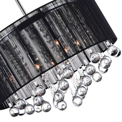 Water Drop 6 Light Drum Shade Chandelier