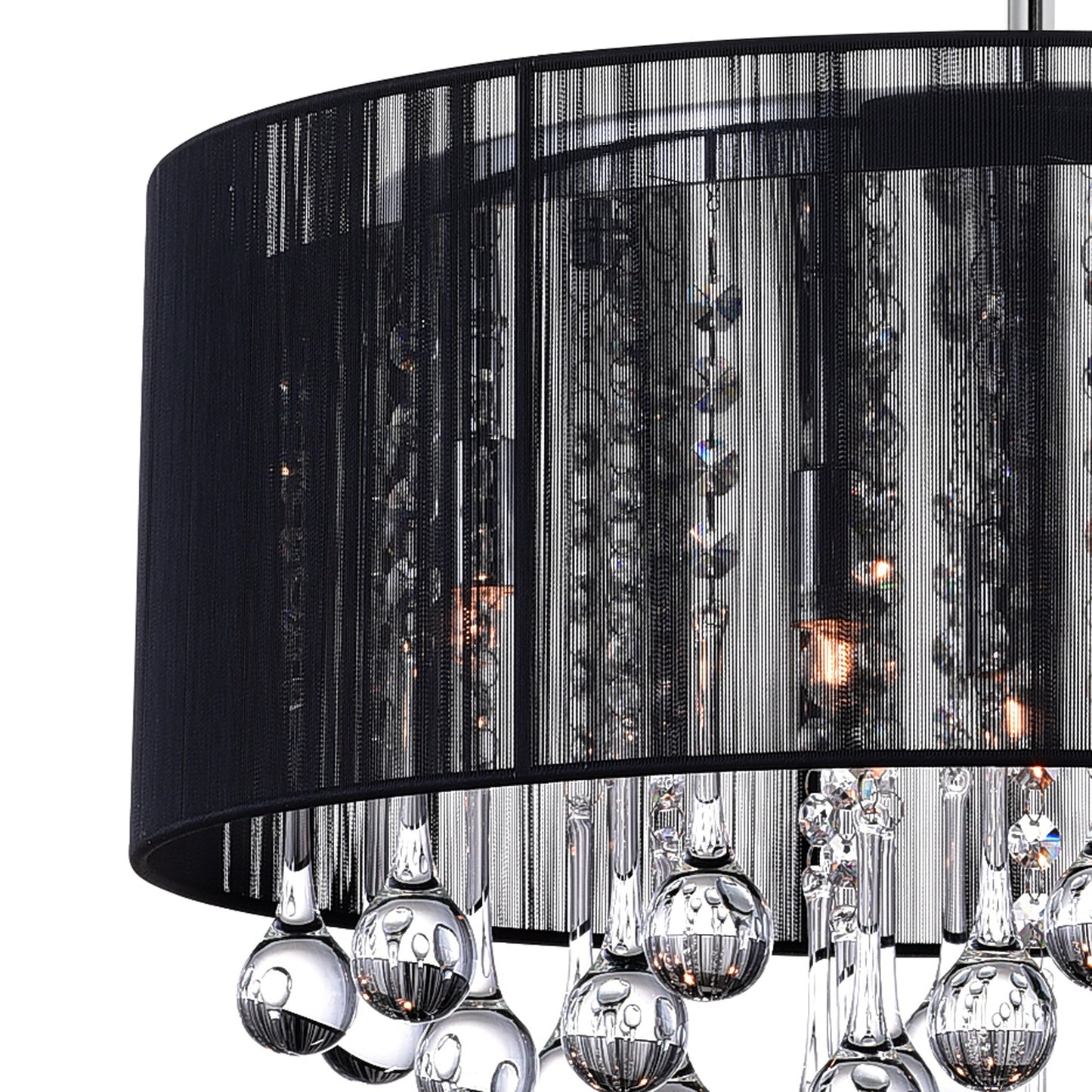 Water Drop 6 Light Drum Shade Chandelier