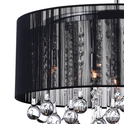 Water Drop 6 Light Drum Shade Chandelier