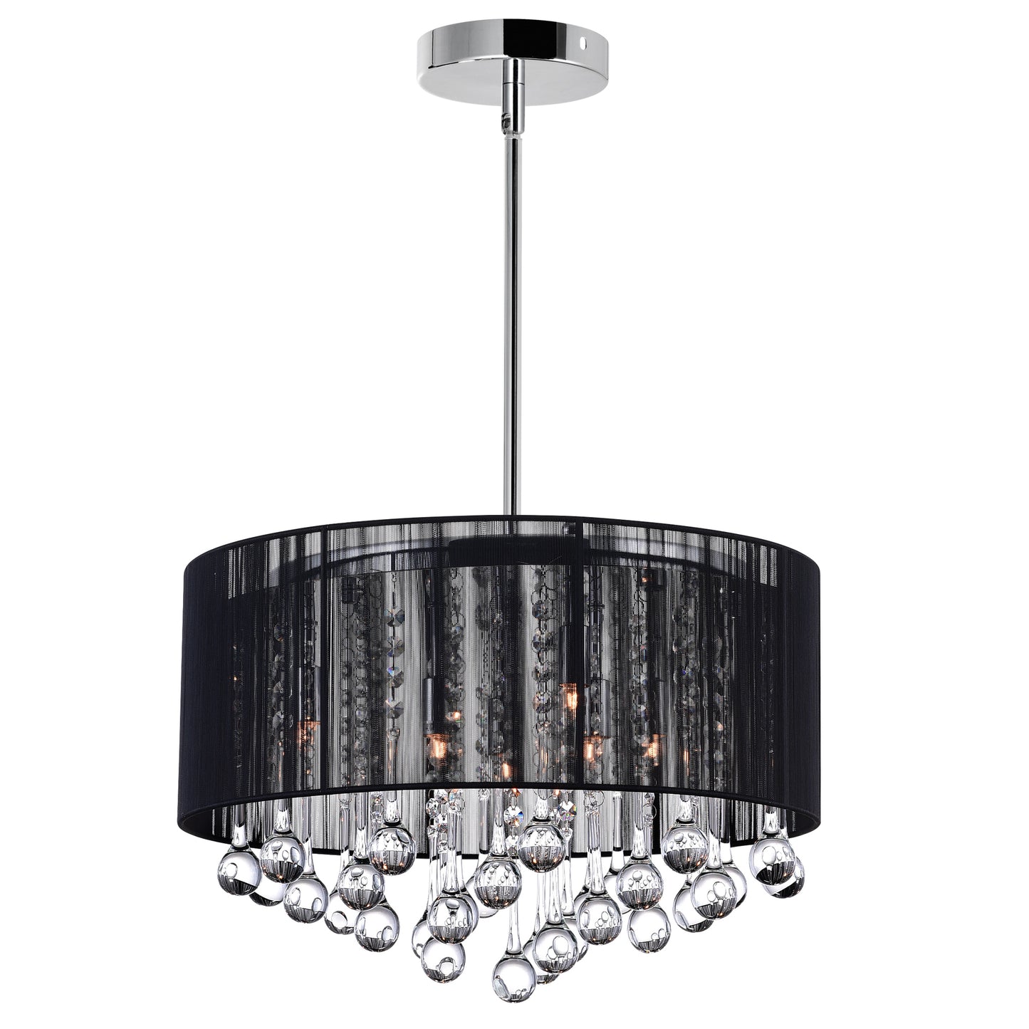 Water Drop 6 Light Drum Shade Chandelier