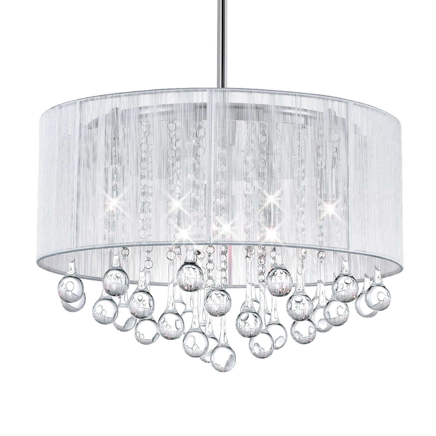 Water Drop 6 Light Drum Shade Chandelier