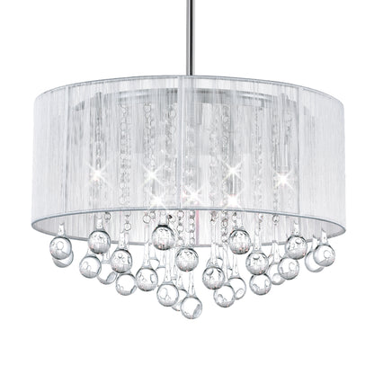 Water Drop 6 Light Drum Shade Chandelier