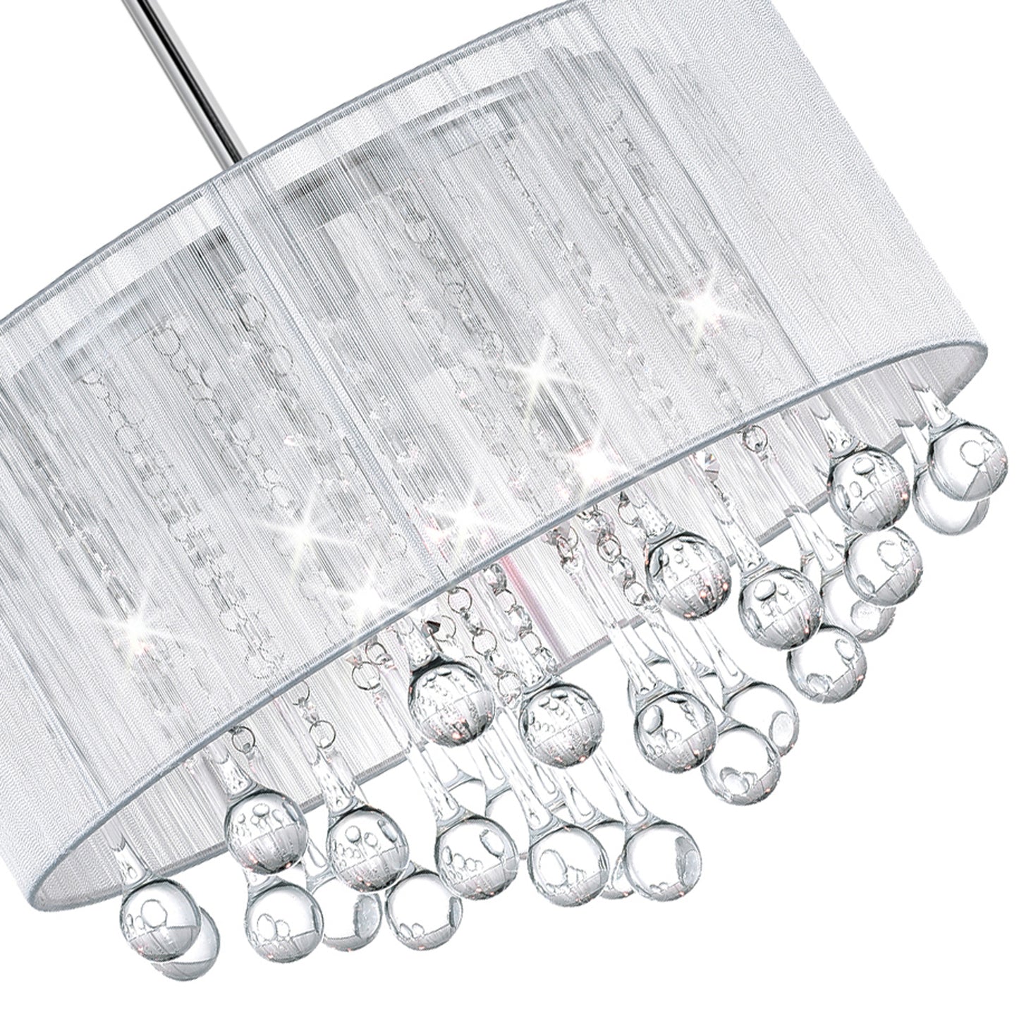 Water Drop 6 Light Drum Shade Chandelier
