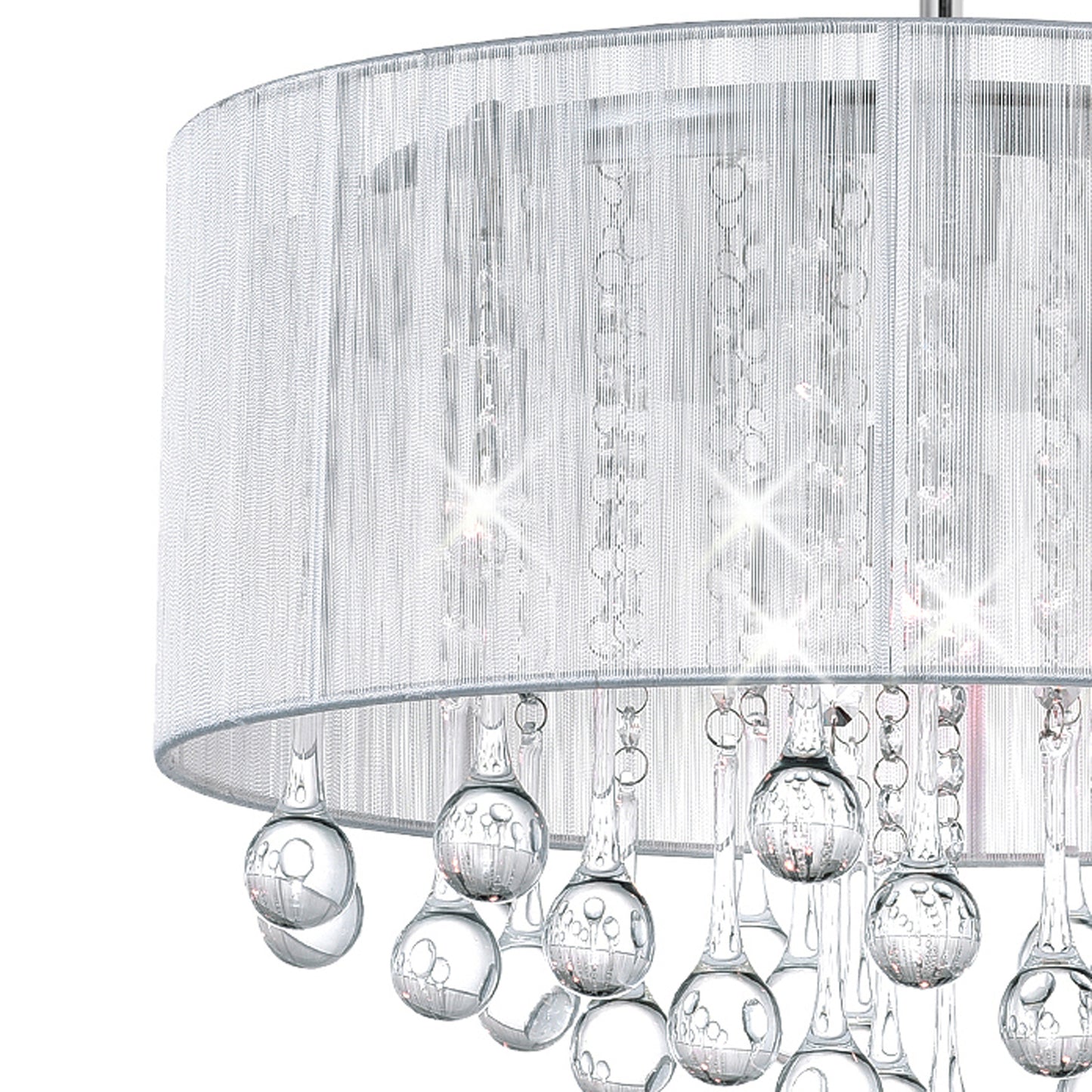 Water Drop 6 Light Drum Shade Chandelier
