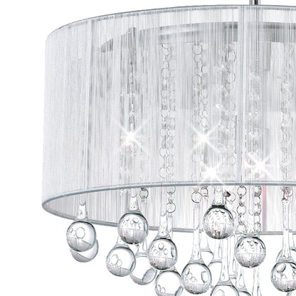 Water Drop 6 Light Drum Shade Chandelier