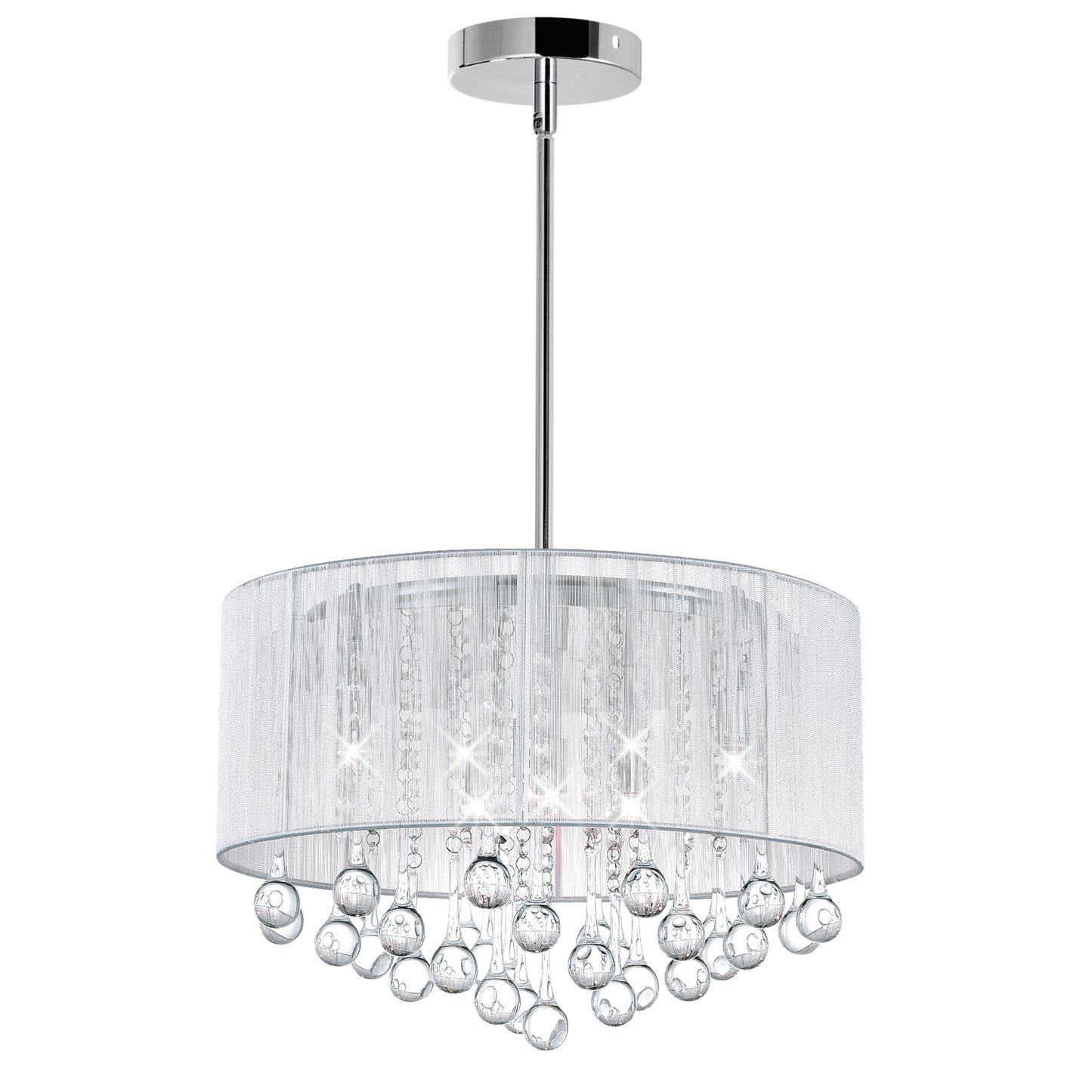 Water Drop 6 Light Drum Shade Chandelier