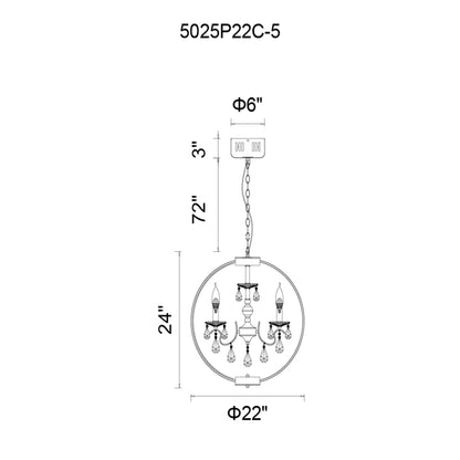 Abia 5 Light Up Chandelier