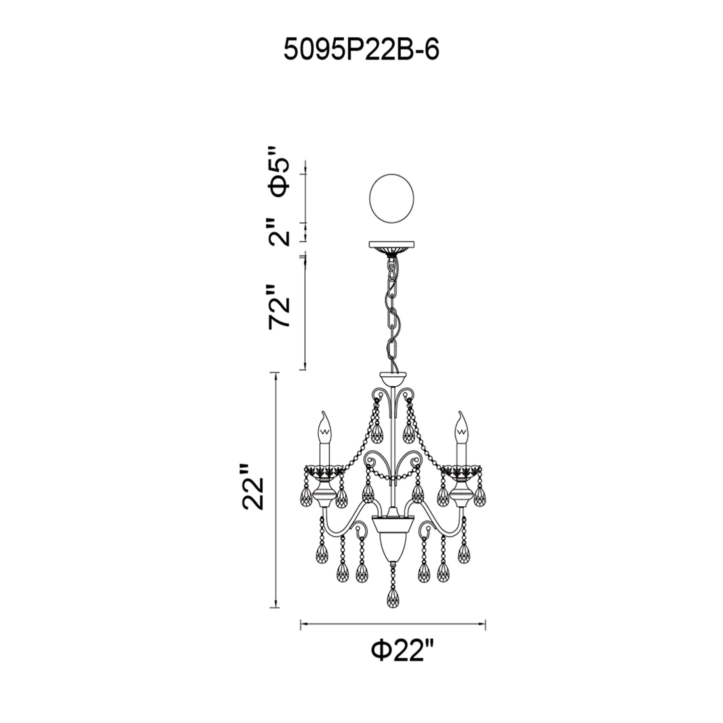 Keen 6 Light Up Chandelier