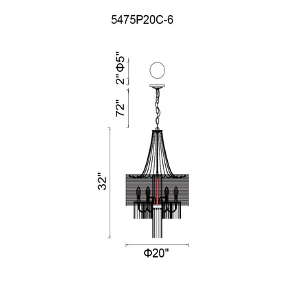 Amelia 6 Light Drum Shade Chandelier