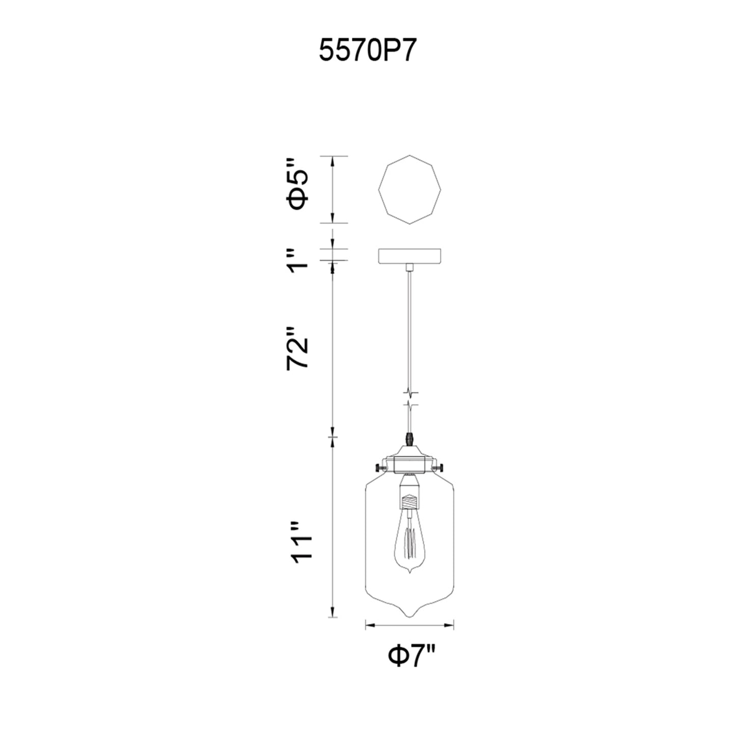 Mini suspension en verre à 1 lumière vers le bas