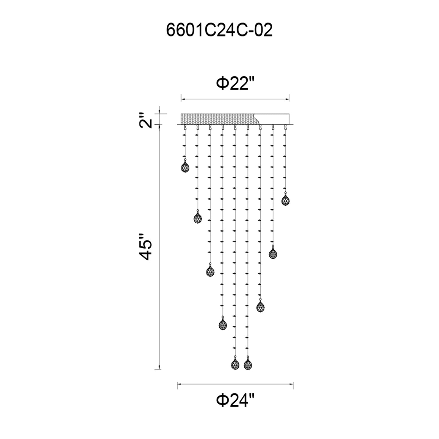 Rain Drop 9 Light Flush Mount