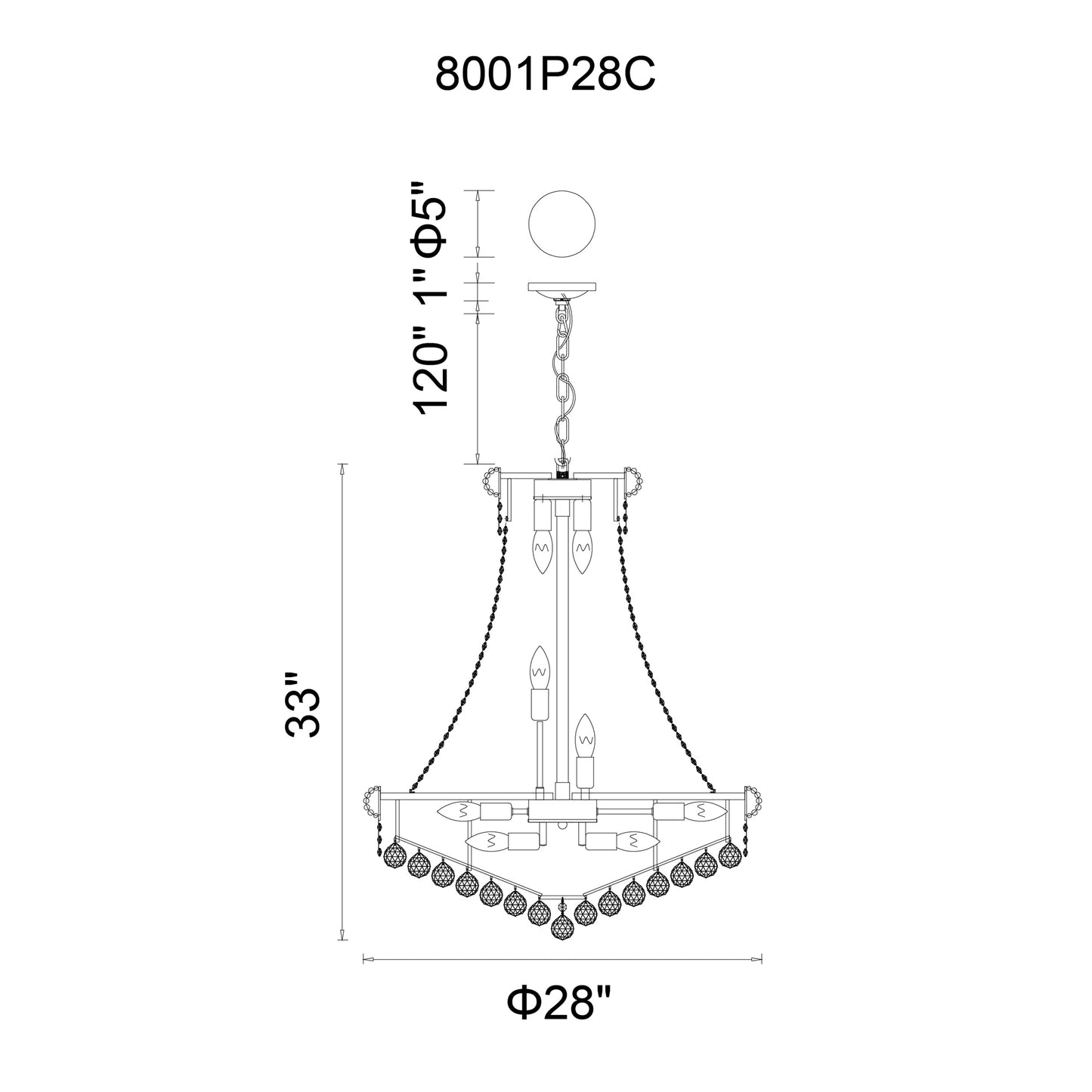 Empire 18 Light Down Chandelier