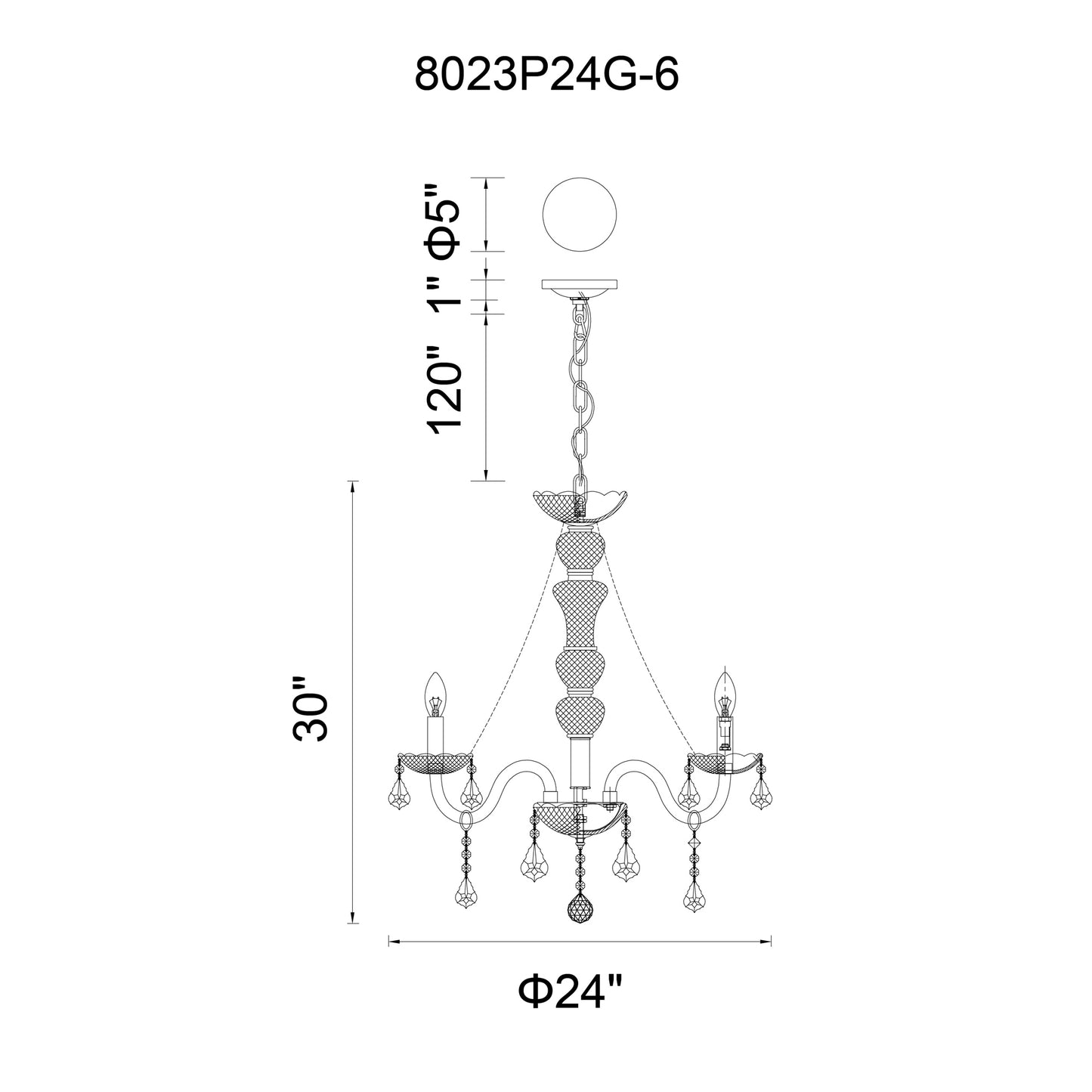 Princeton 6 Light Down Chandelier
