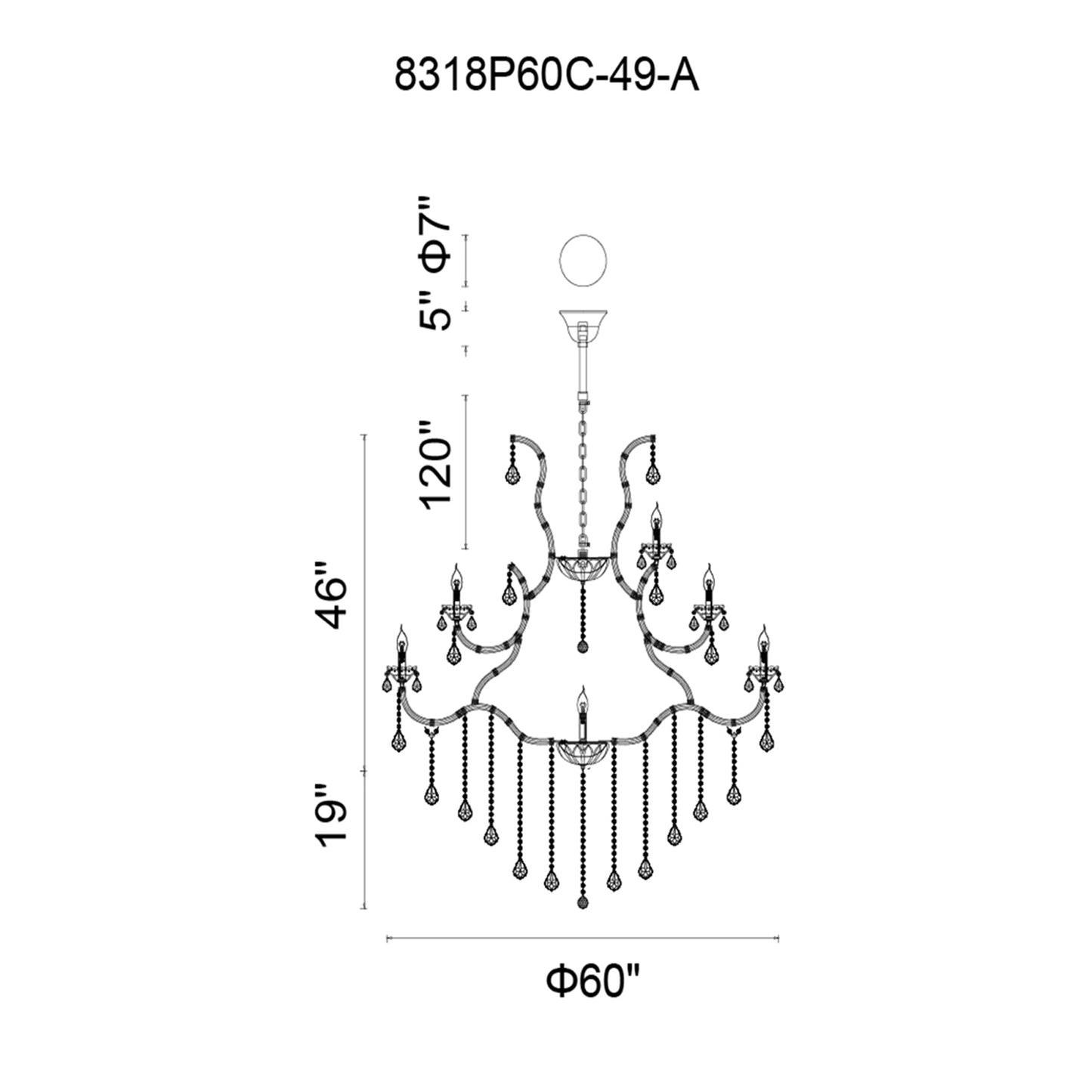 Chandeliers-CWI Lighting-8318P60C-49 (Clear)-A