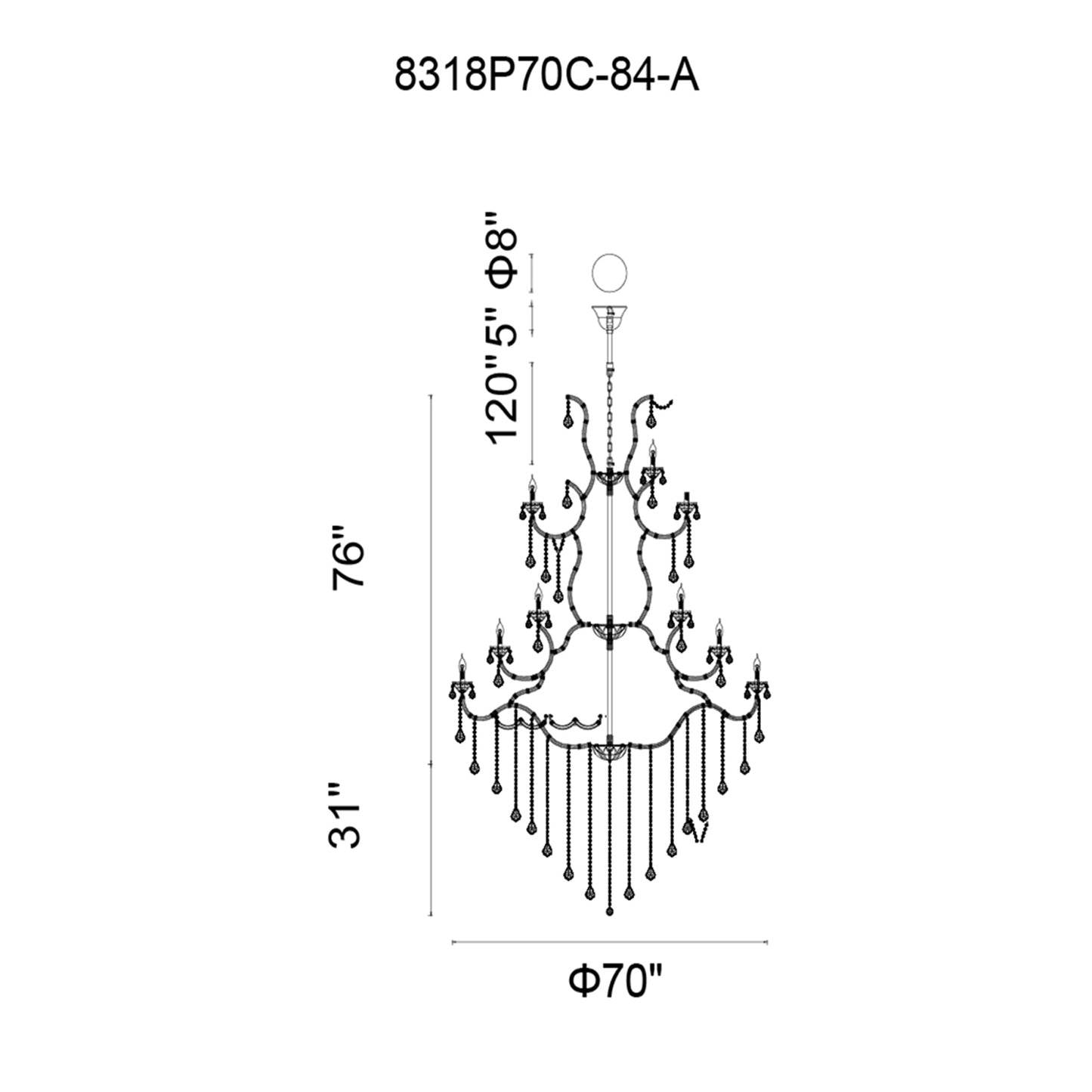 Chandeliers-CWI Lighting-8318P70C-84 (Clear)-A