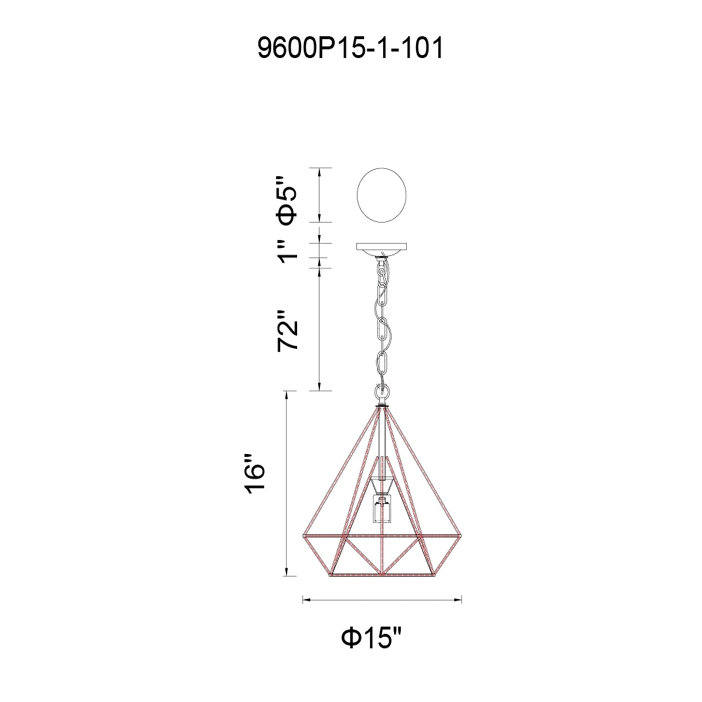 Diamond 1 Light Down Pendant