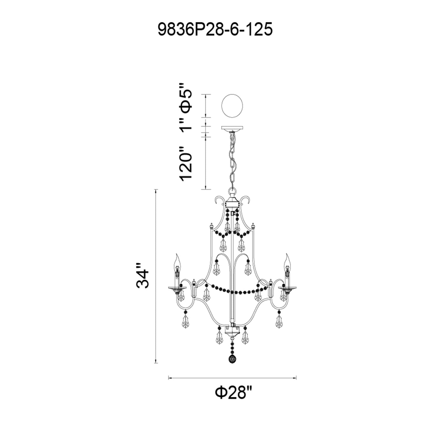 Electra 6 Light Up Chandelier